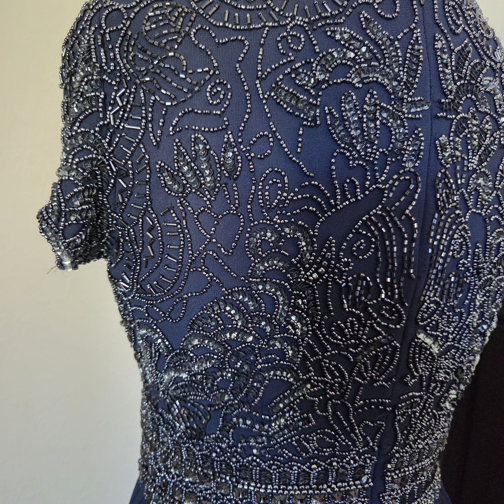 Adrianna Papell Navy Beaded Maxi Dress - Picture 10 of 15
